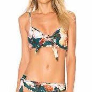 NWT Tularosa Floral Tie-Front Bikini in Green and White